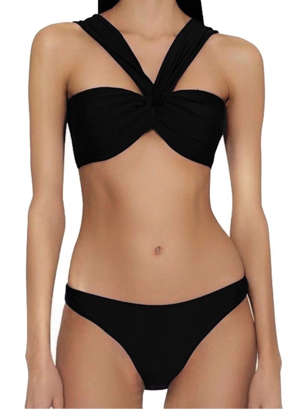 NWT Milly Olivia Draped Bandeau Bikini Set in Black